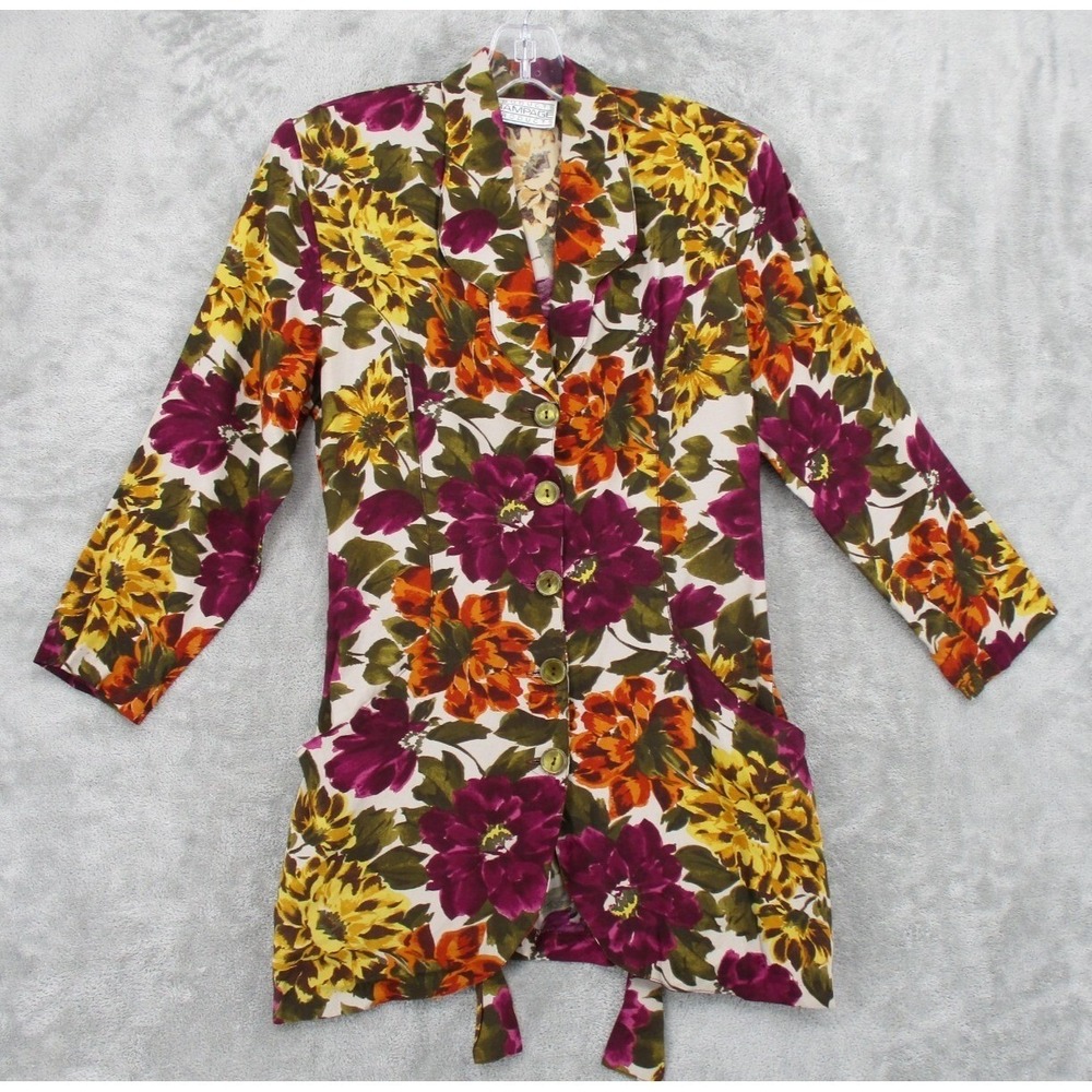 Vintage Rampage Jacket Womens Size S Floral Cottage Button Retro Career Casual